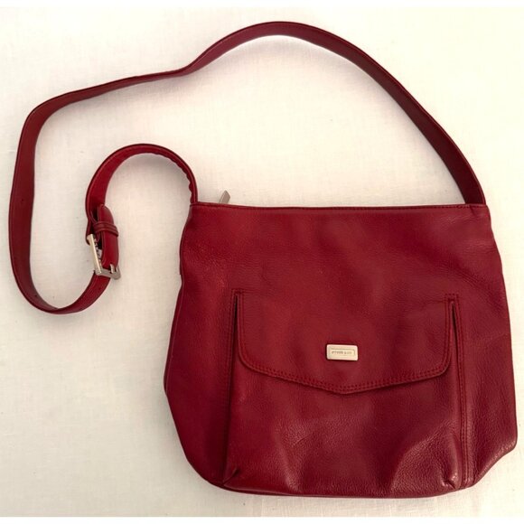 Stone and Co Leather Crossbody Bag Burgundy Adjustable Strap Y2K Era - Picture 1 of 16